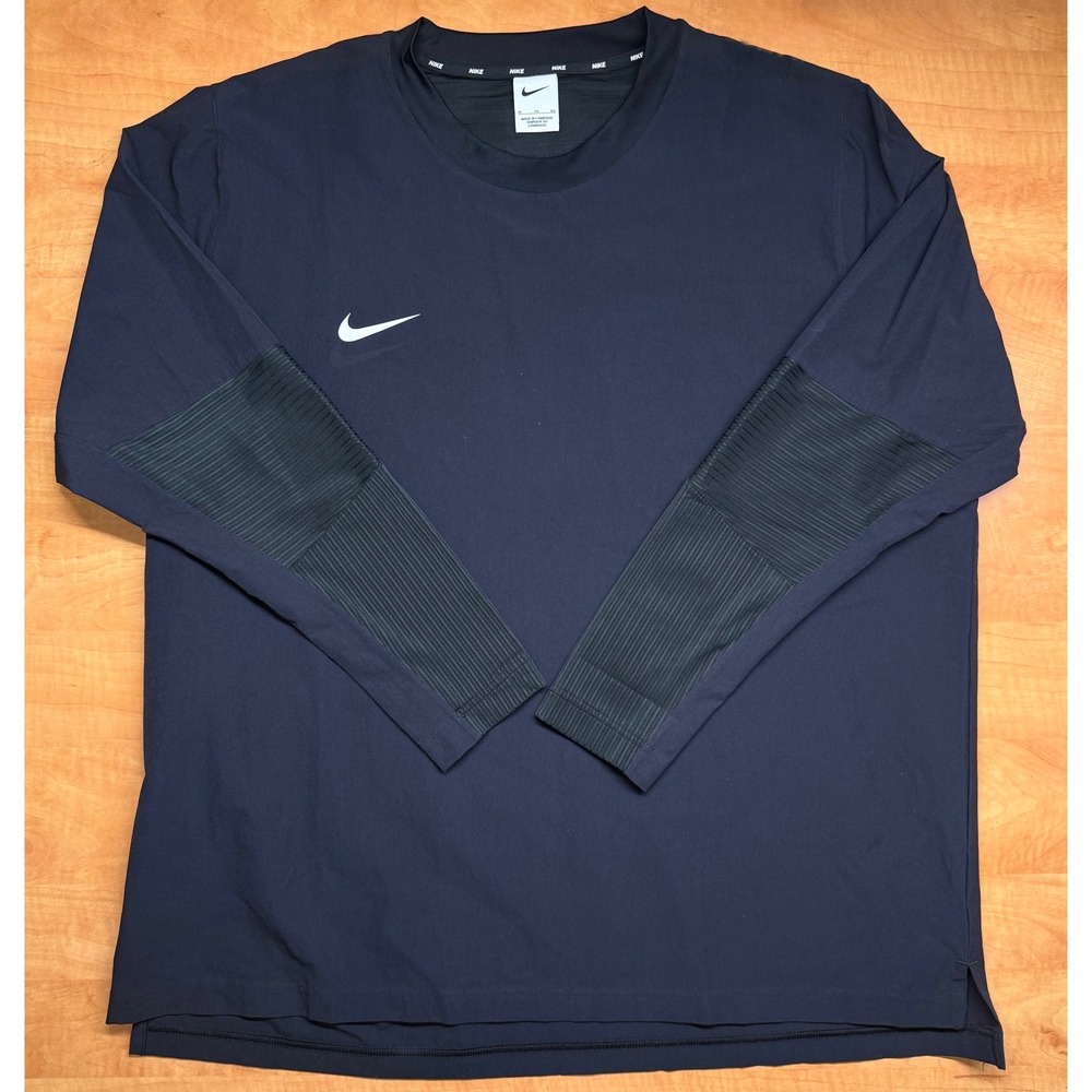 Nike Dri-FIT Mens XL Black Long Sleeve Training Shirt Textured Panels